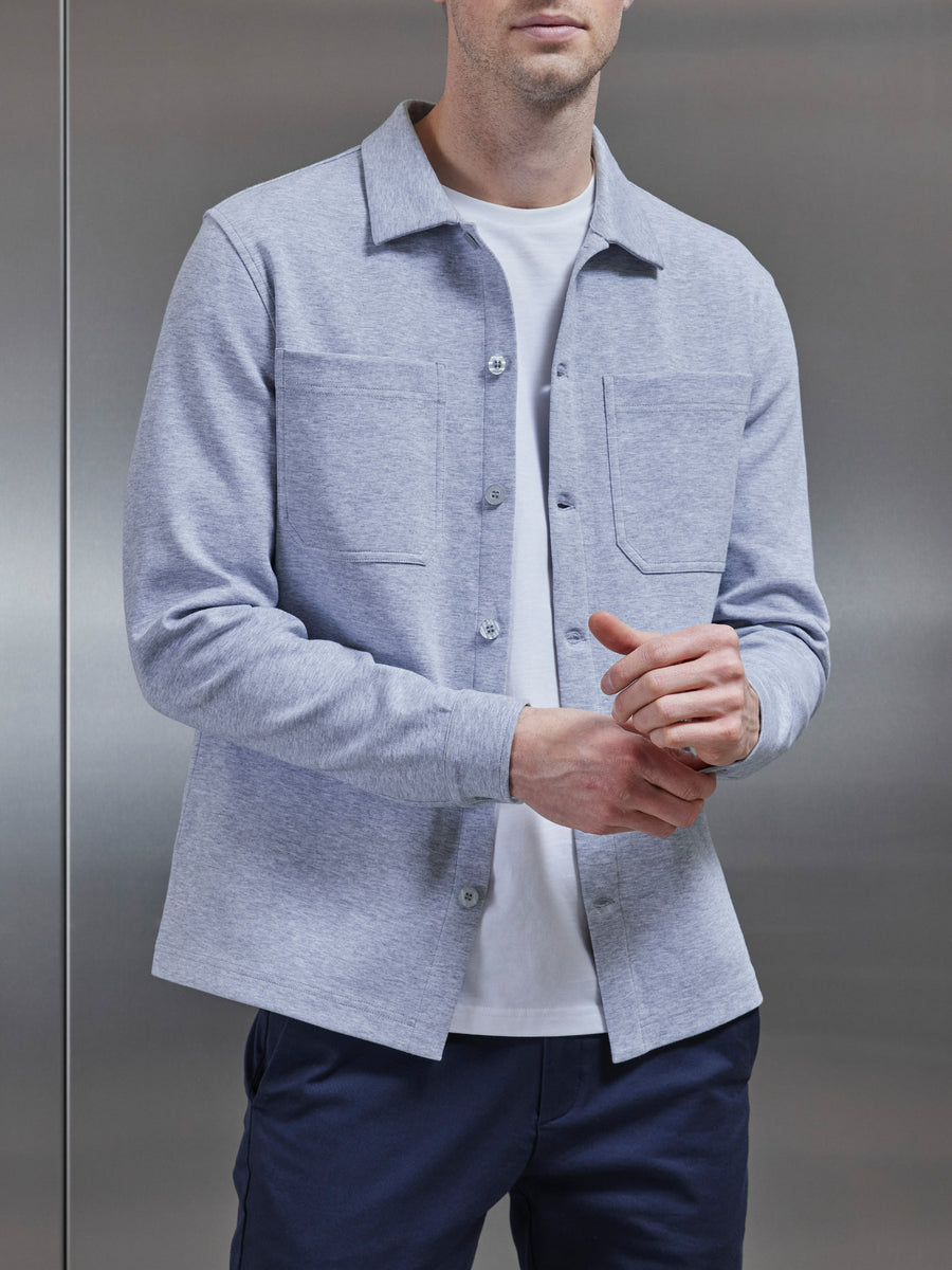 Cotton Jersey Overshirt in Marl Grey