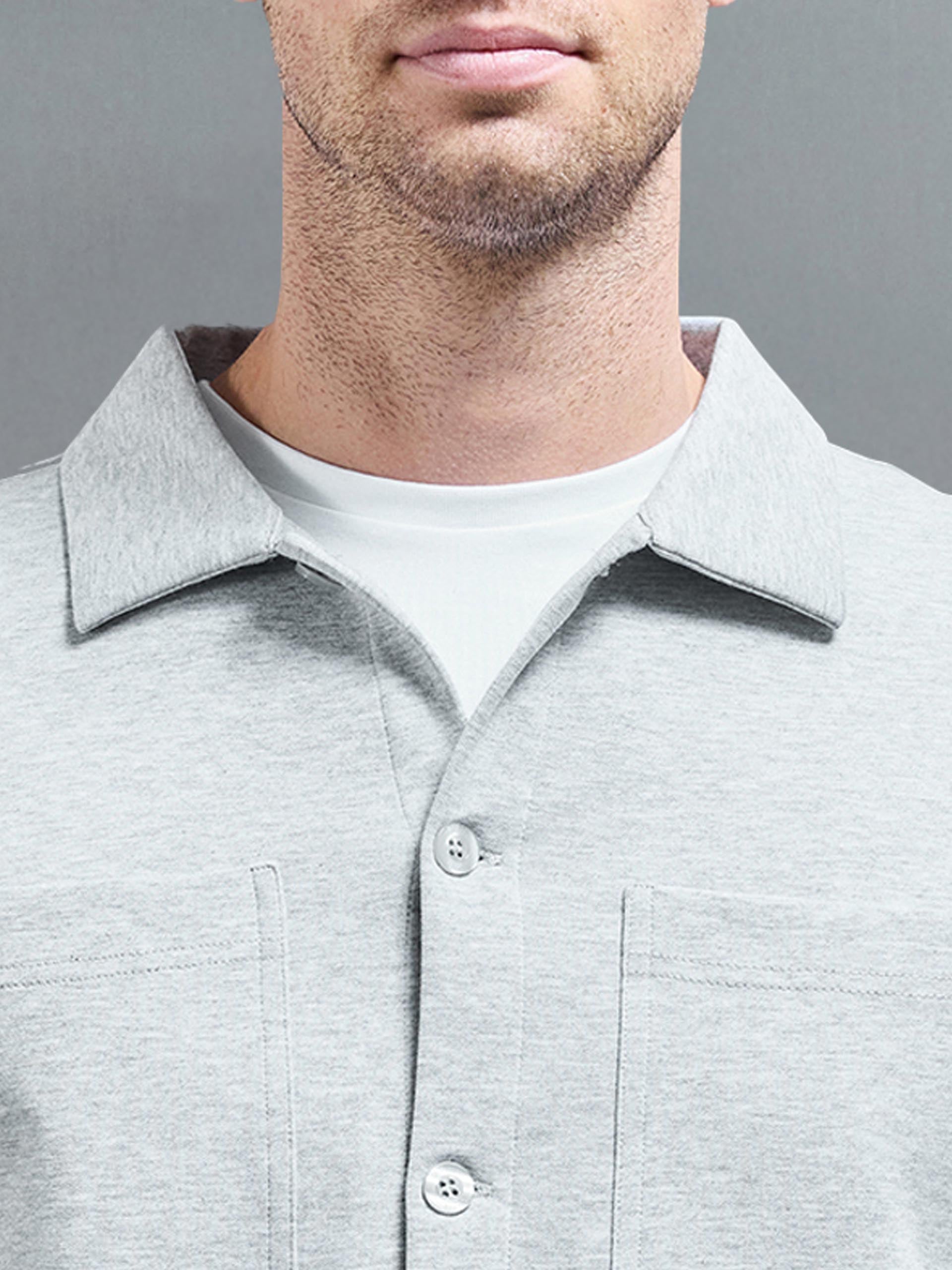 Cotton Jersey Overshirt in Marl Grey