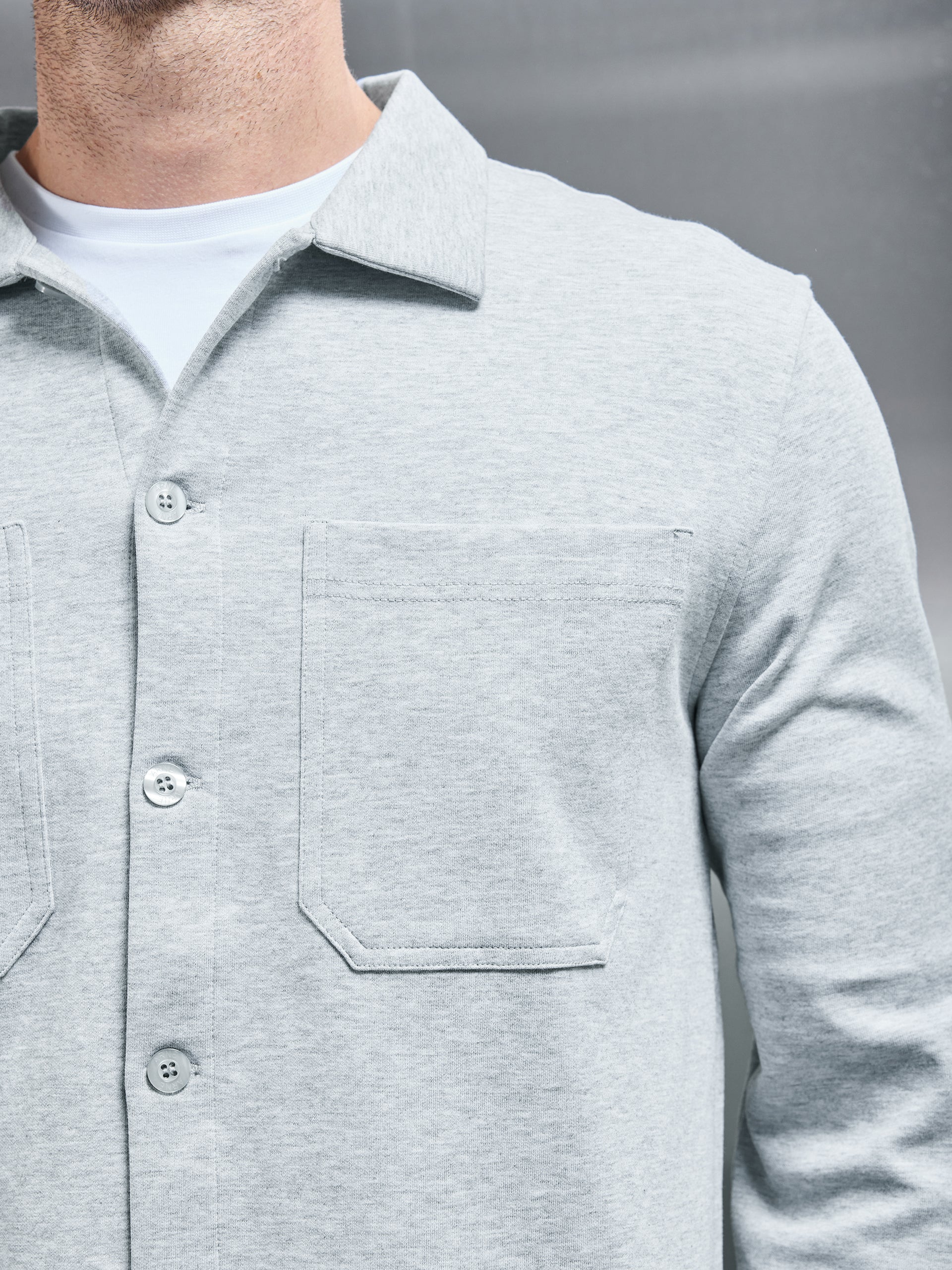 Cotton Jersey Overshirt in Marl Grey