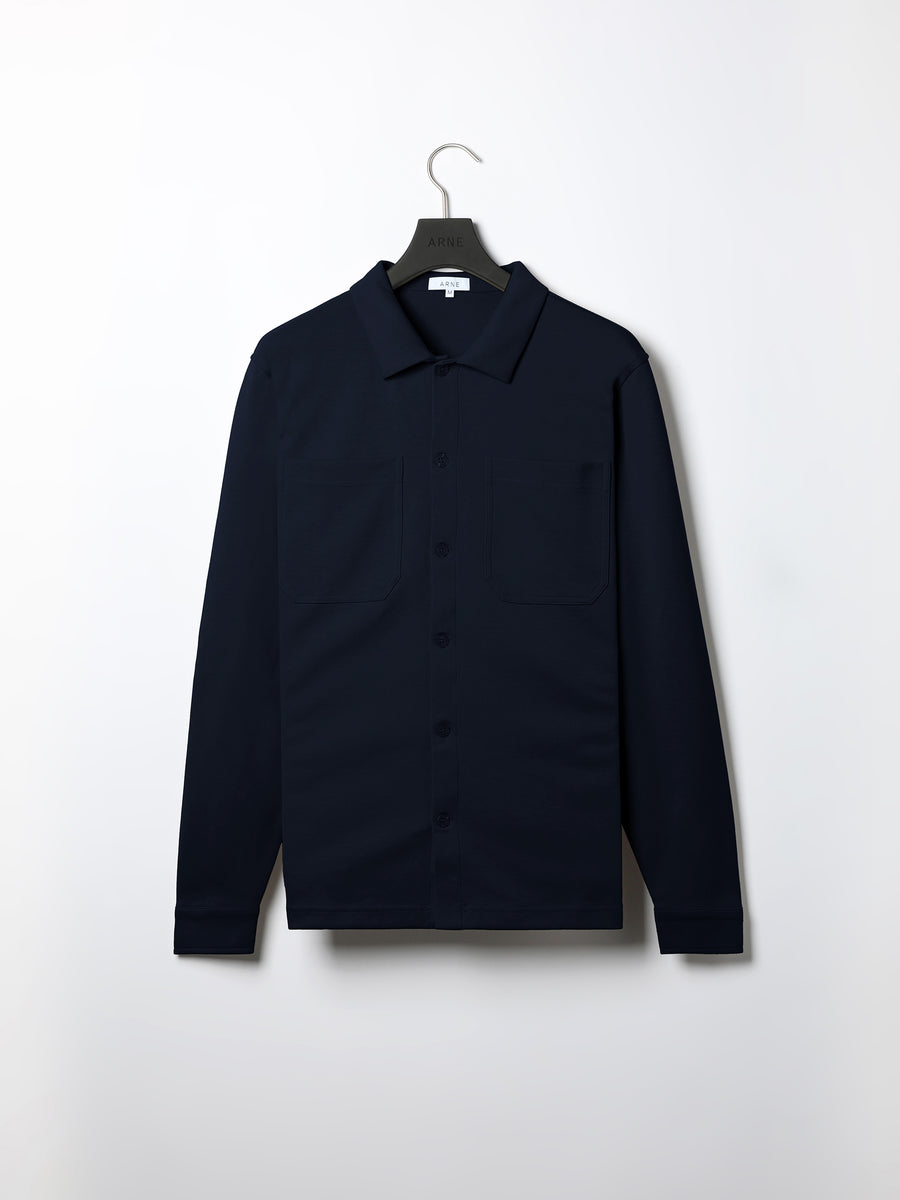 Cotton Jersey Overshirt in Navy