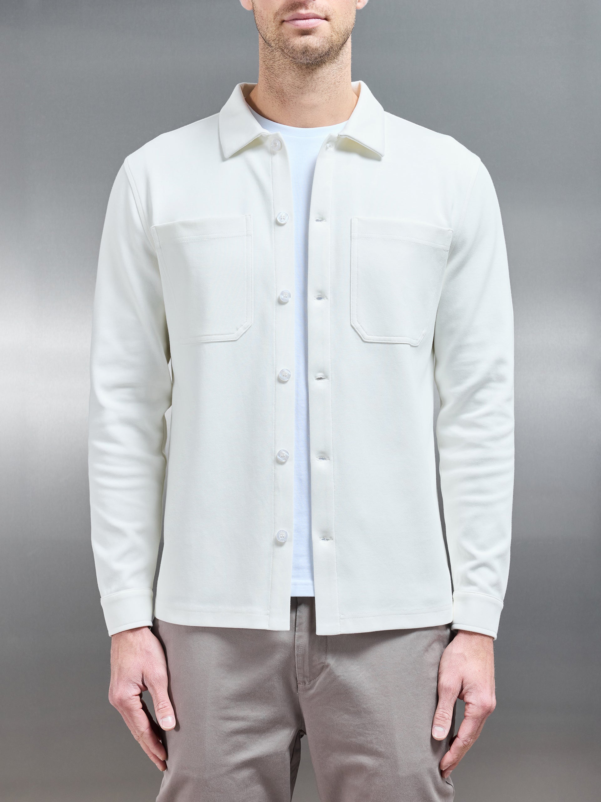 Cotton Jersey Overshirt in Off White