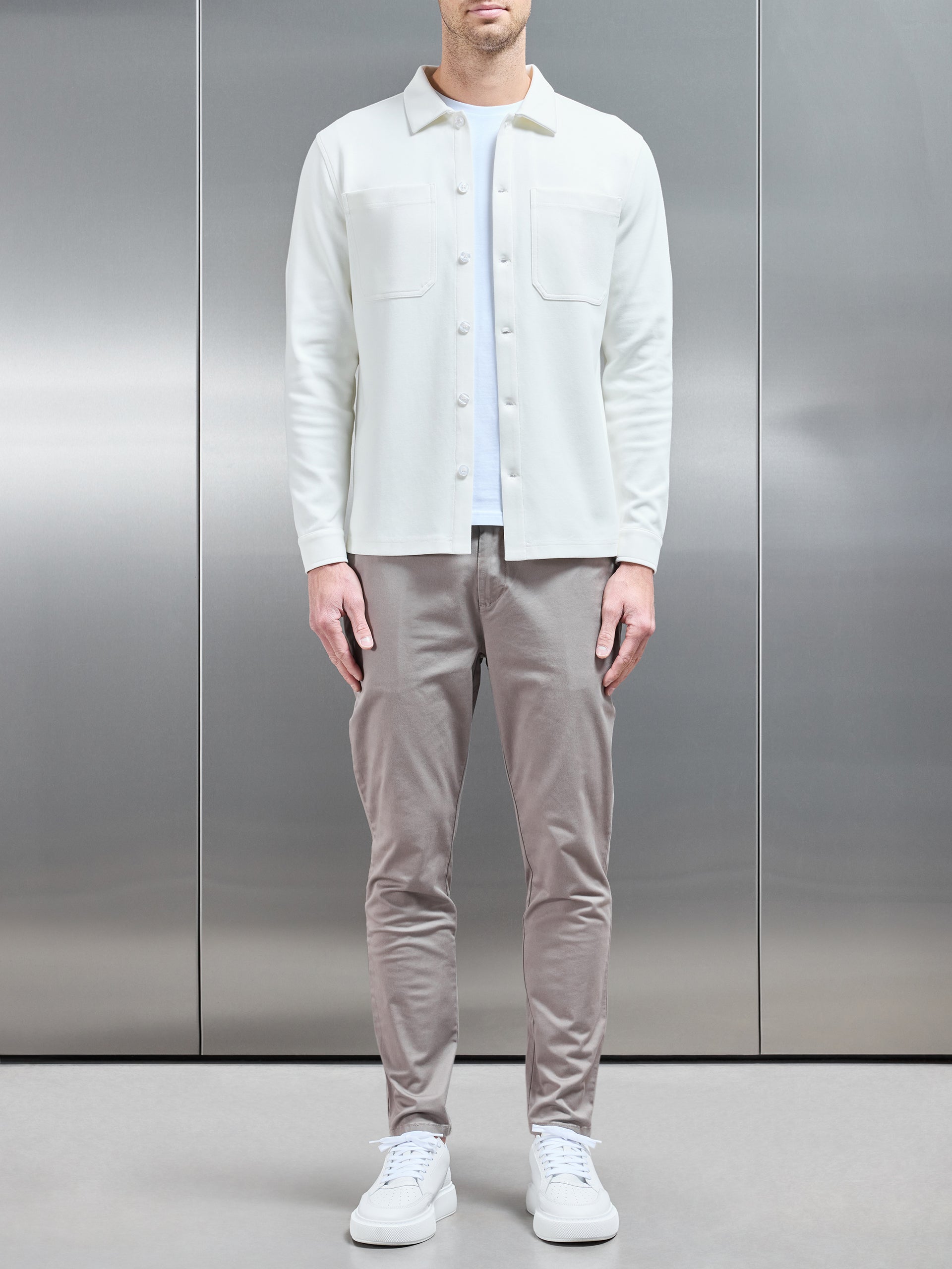 Cotton Jersey Overshirt in Off White