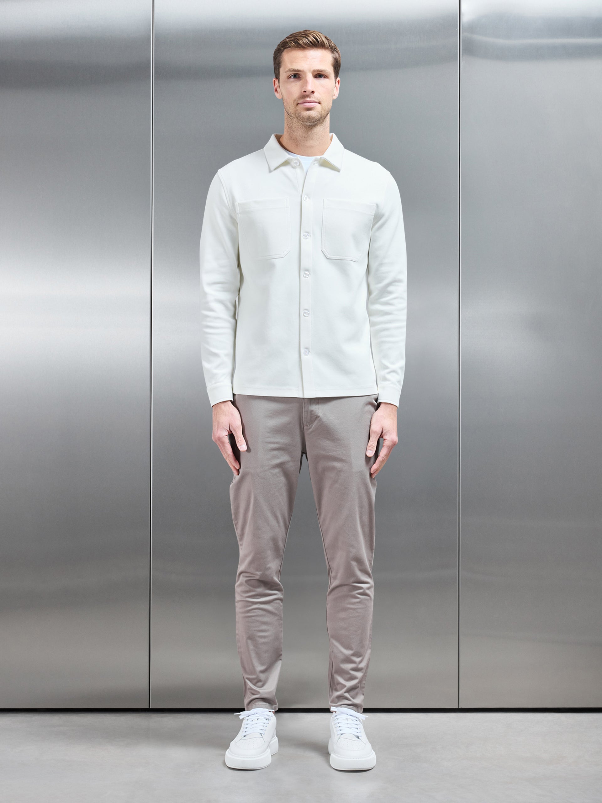 Cotton Jersey Overshirt in Off White