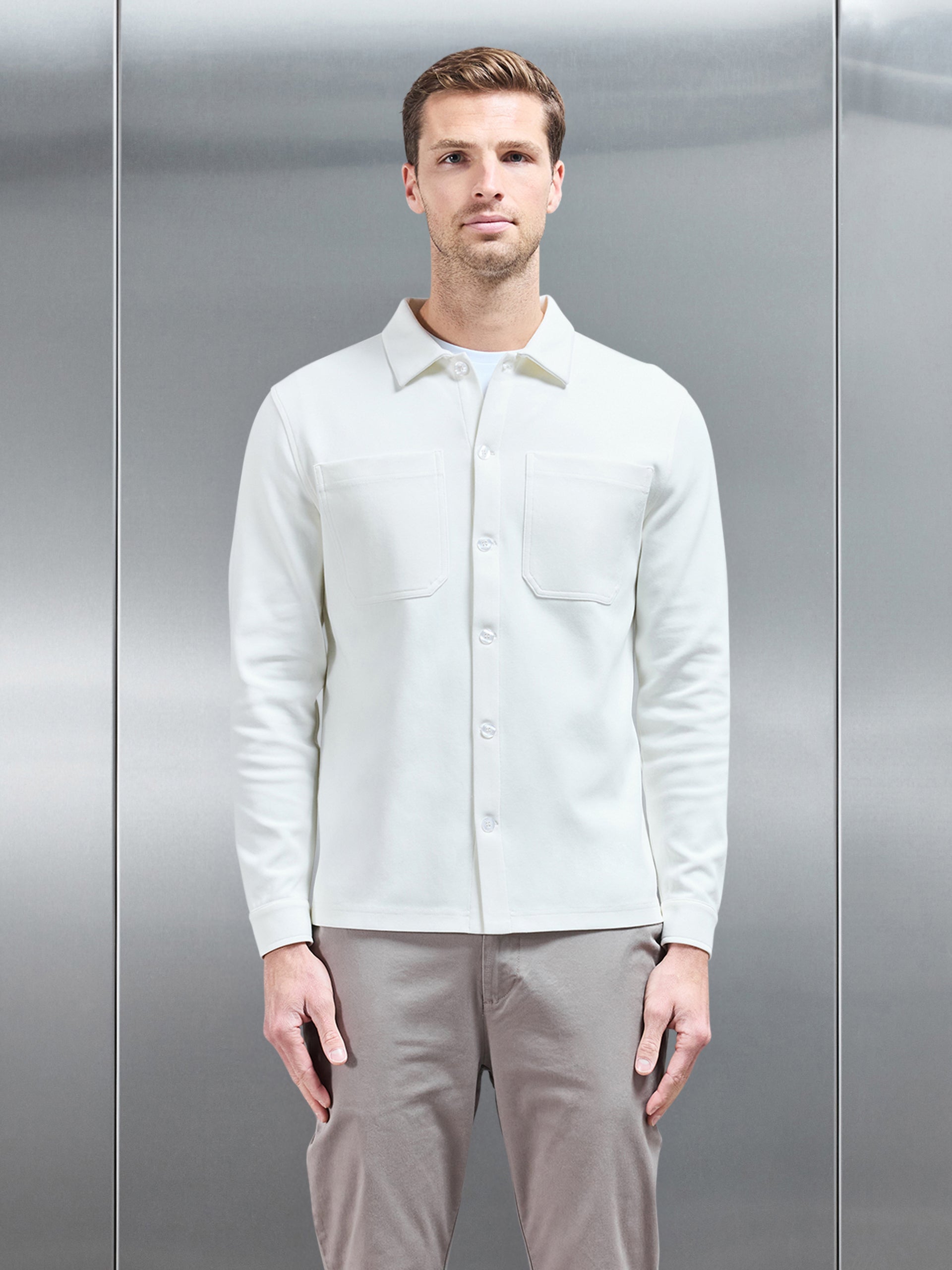 Cotton Jersey Overshirt in Off White