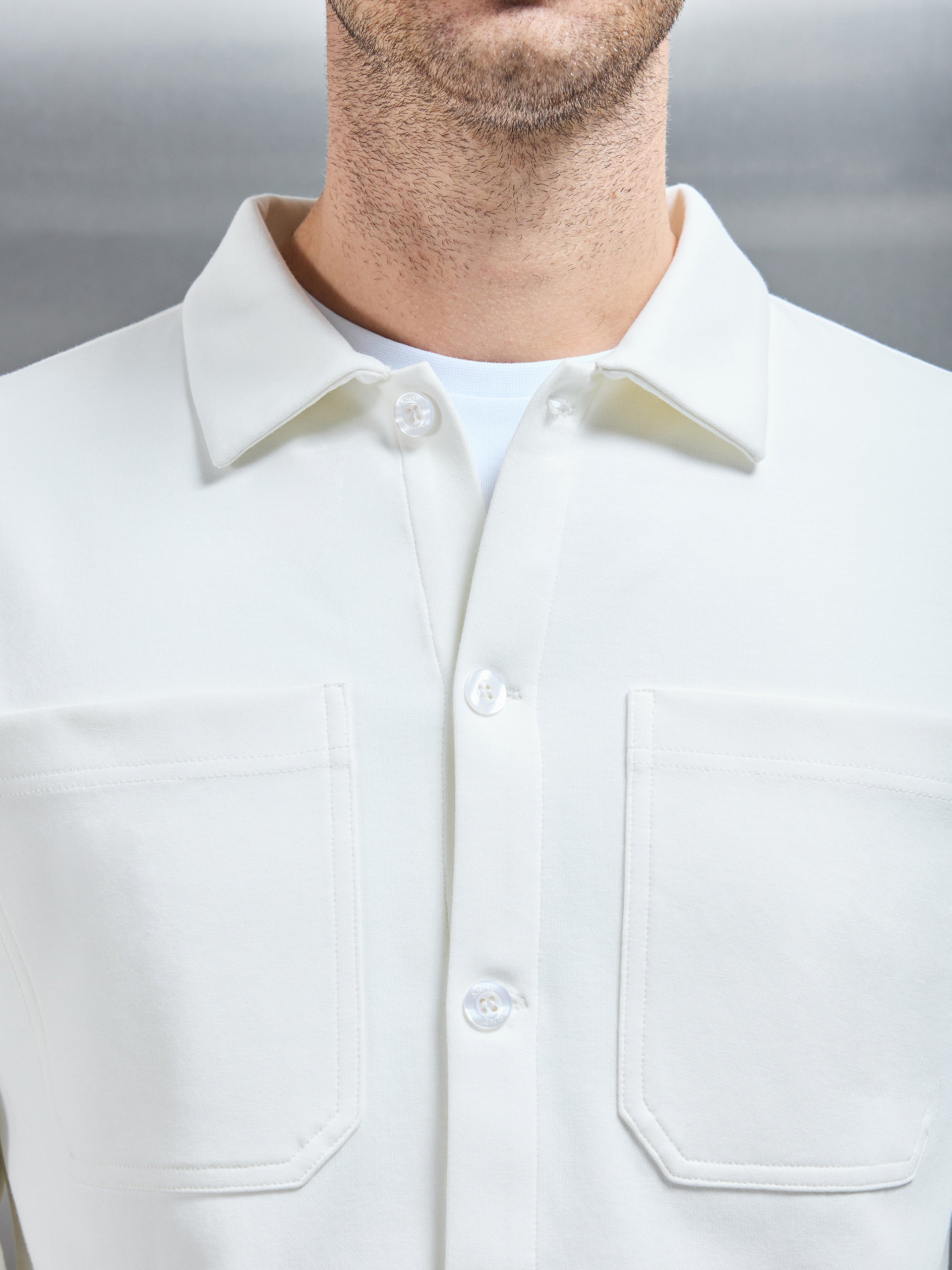 Cotton Jersey Overshirt in Off White