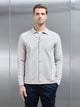 Cotton Jersey Popper Overshirt in Stone