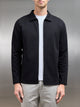 Cotton Jersey Zip Through Overshirt in Black