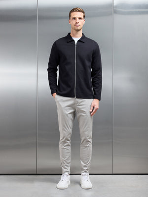 Cotton Jersey Zip Through Overshirt in Black