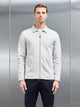 Cotton Jersey Zip Through Overshirt in Mid Grey