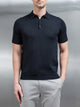 Cotton Knitted Button Polo Shirt in Black