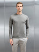 Cotton Knitted Crew Neck Sweatshirt in Sage