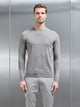 Cotton Knitted Crew Neck Sweatshirt in Taupe Marl