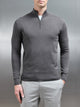 Cotton Knitted Half Zip Funnel Neck Jumper in Charcoal