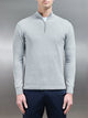 Cotton Knitted Half Zip Funnel Neck Jumper in Marl Grey