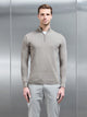 Cotton Knitted Half Zip Funnel Neck Jumper in Taupe