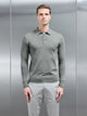 Merino Wool Long Sleeve Button Polo Shirt in Sage