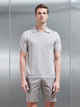 Cotton Knitted Revere Collar Polo Shirt in Stone