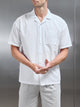 Relaxed Cotton Linen Revere Collar Shirt in White
