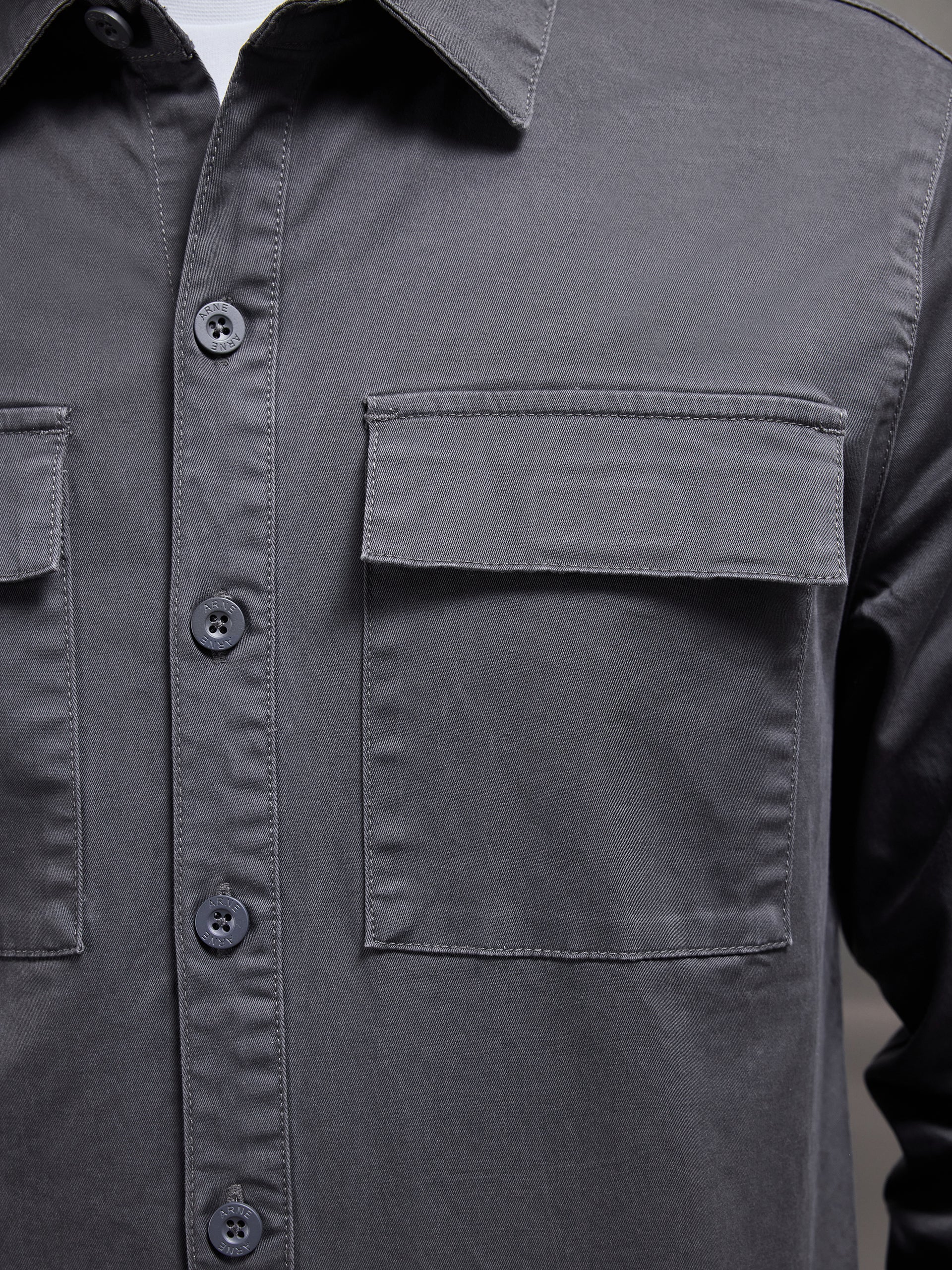 Cotton Pocket Overshirt in Grey