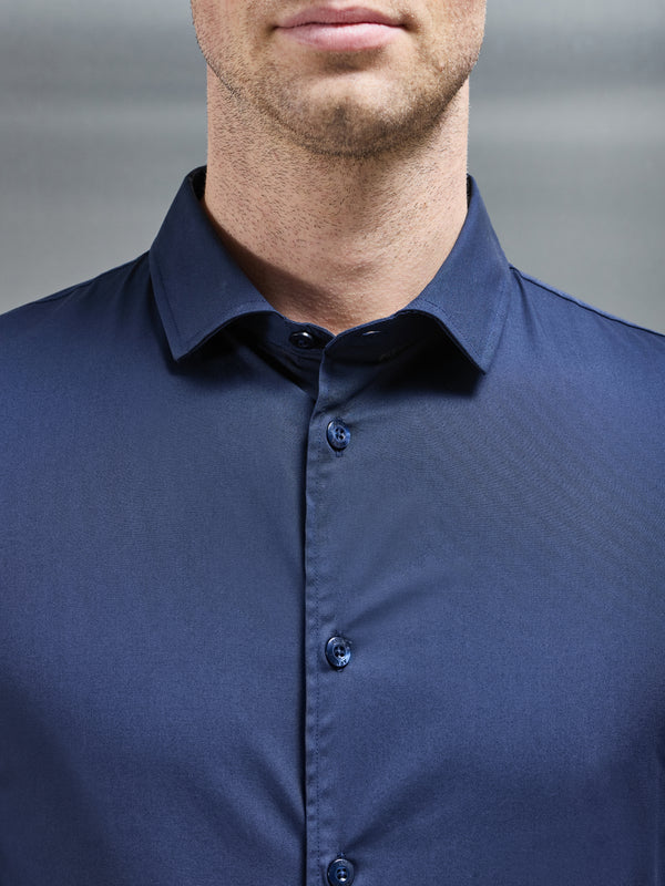 Cotton Stretch Shirt in Navy