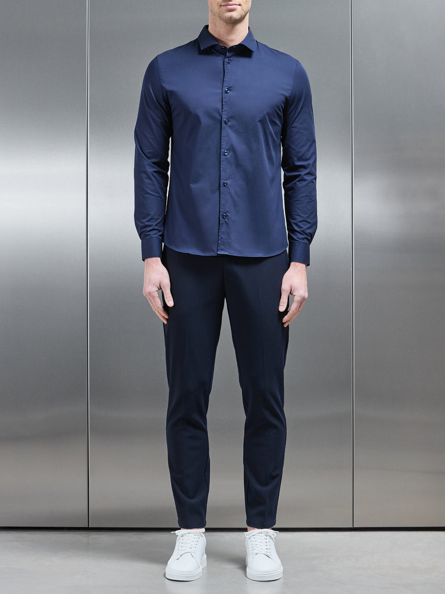 Cotton Stretch Shirt in Navy