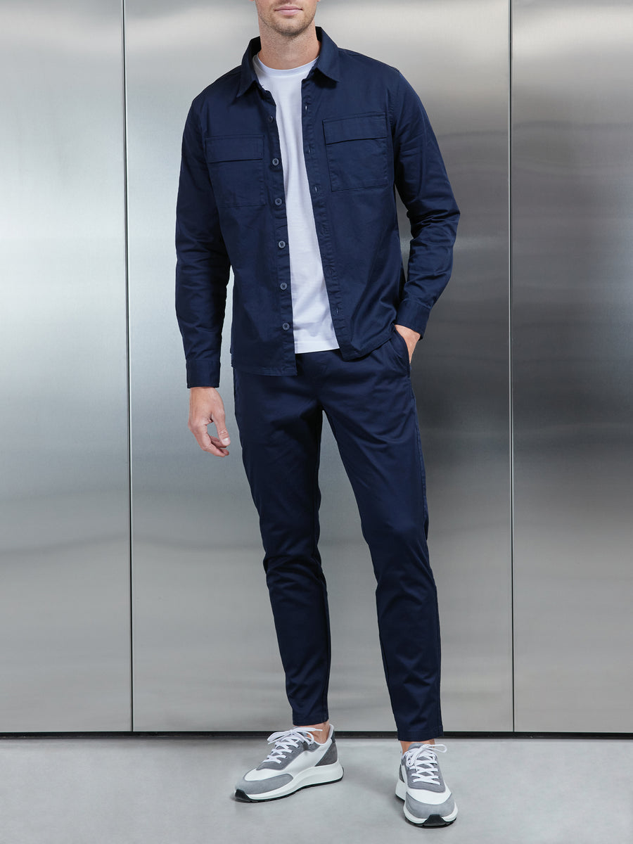 Cotton Tailored Trouser in Navy