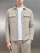 Cotton Twill Overshirt in Stone