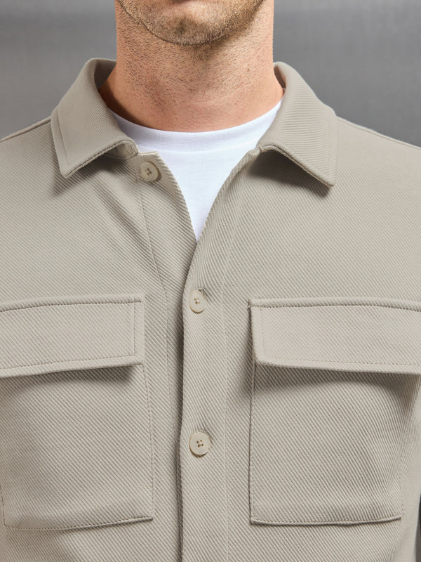 Cotton Twill Overshirt in Stone