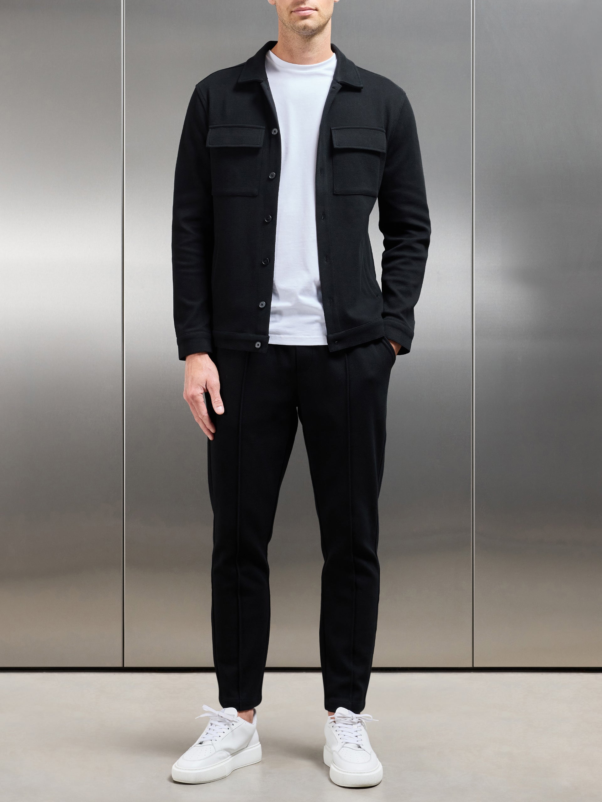 Cotton Twill Overshirt in Black