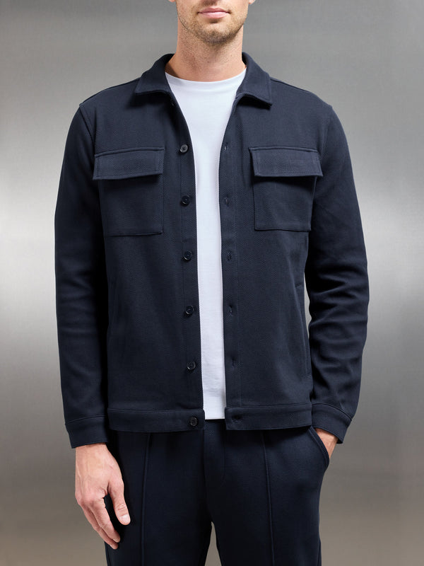 Cotton Twill Overshirt in Navy