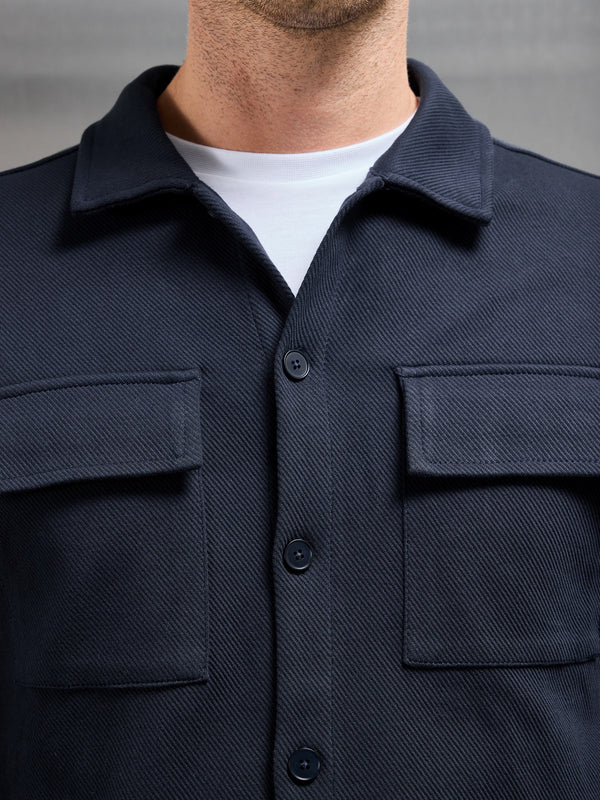 Cotton Twill Overshirt in Navy