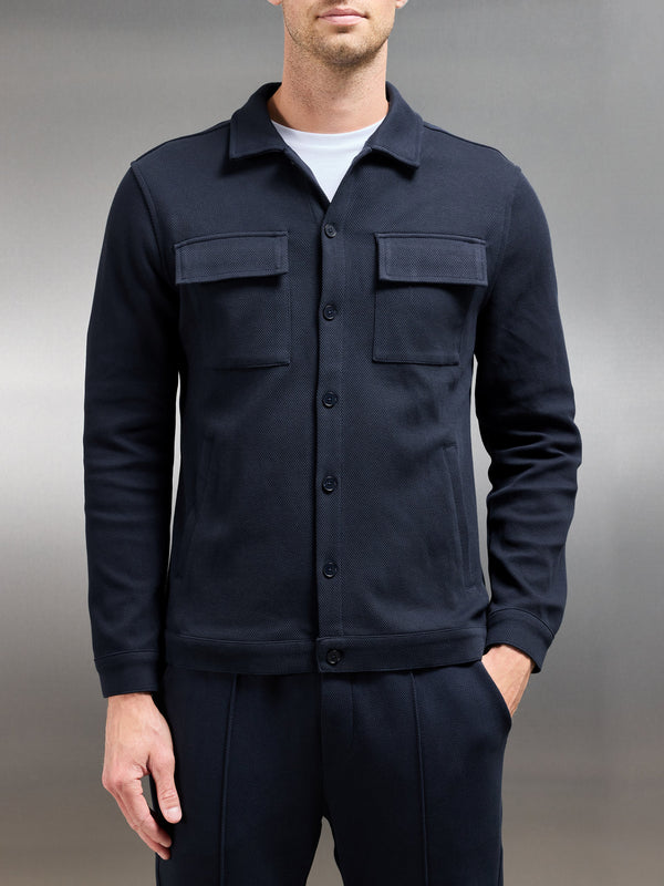 Cotton Twill Overshirt in Navy