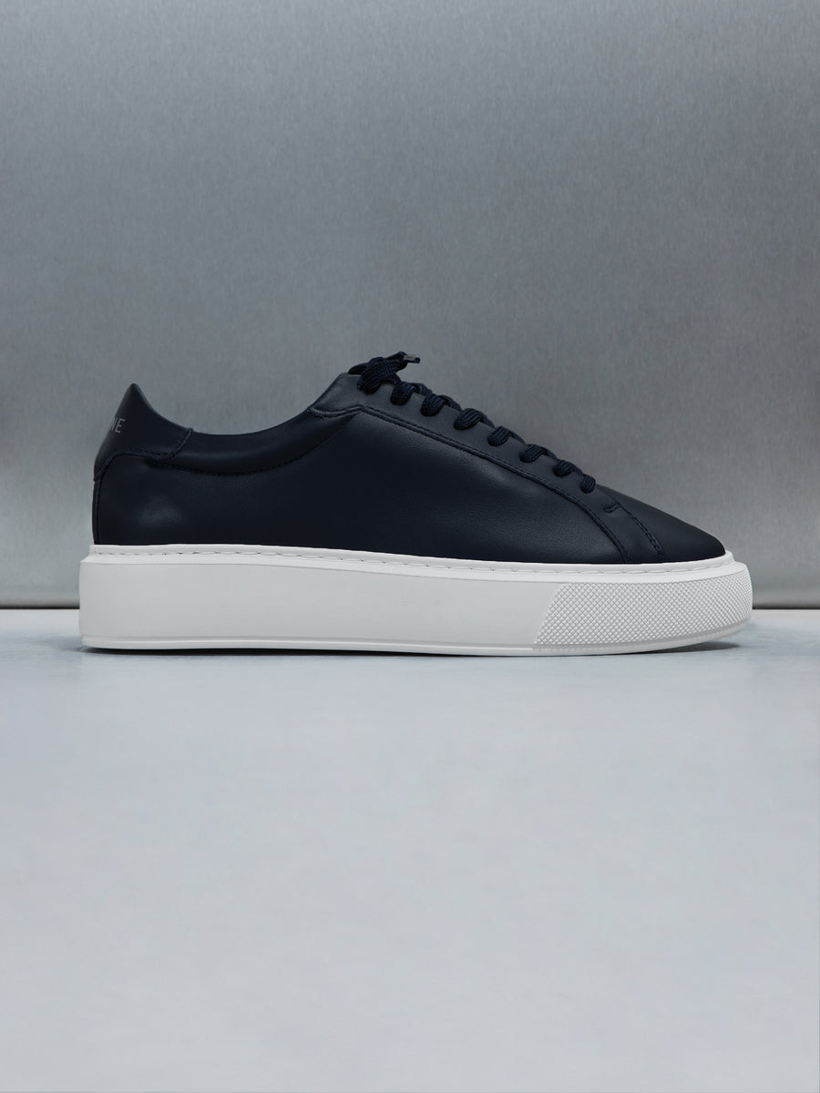 Essential Leather Trainer in Navy