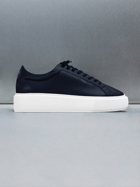 Essential Leather Trainer in Navy