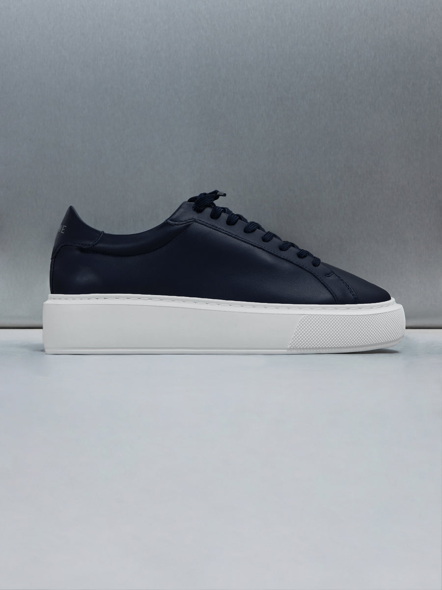 Essential Leather Trainer in Navy