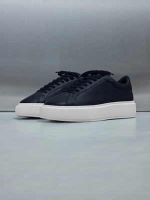 Essential Leather Trainer in Navy