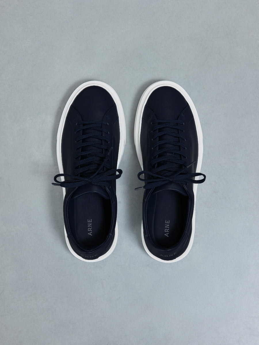 Essential Leather Trainer in Navy