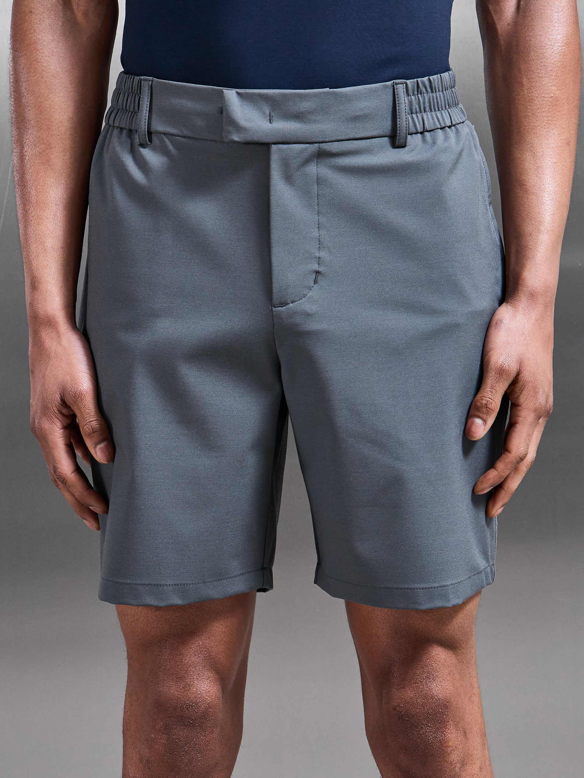 Crease Resistant Stretch Chino Short in Grey
