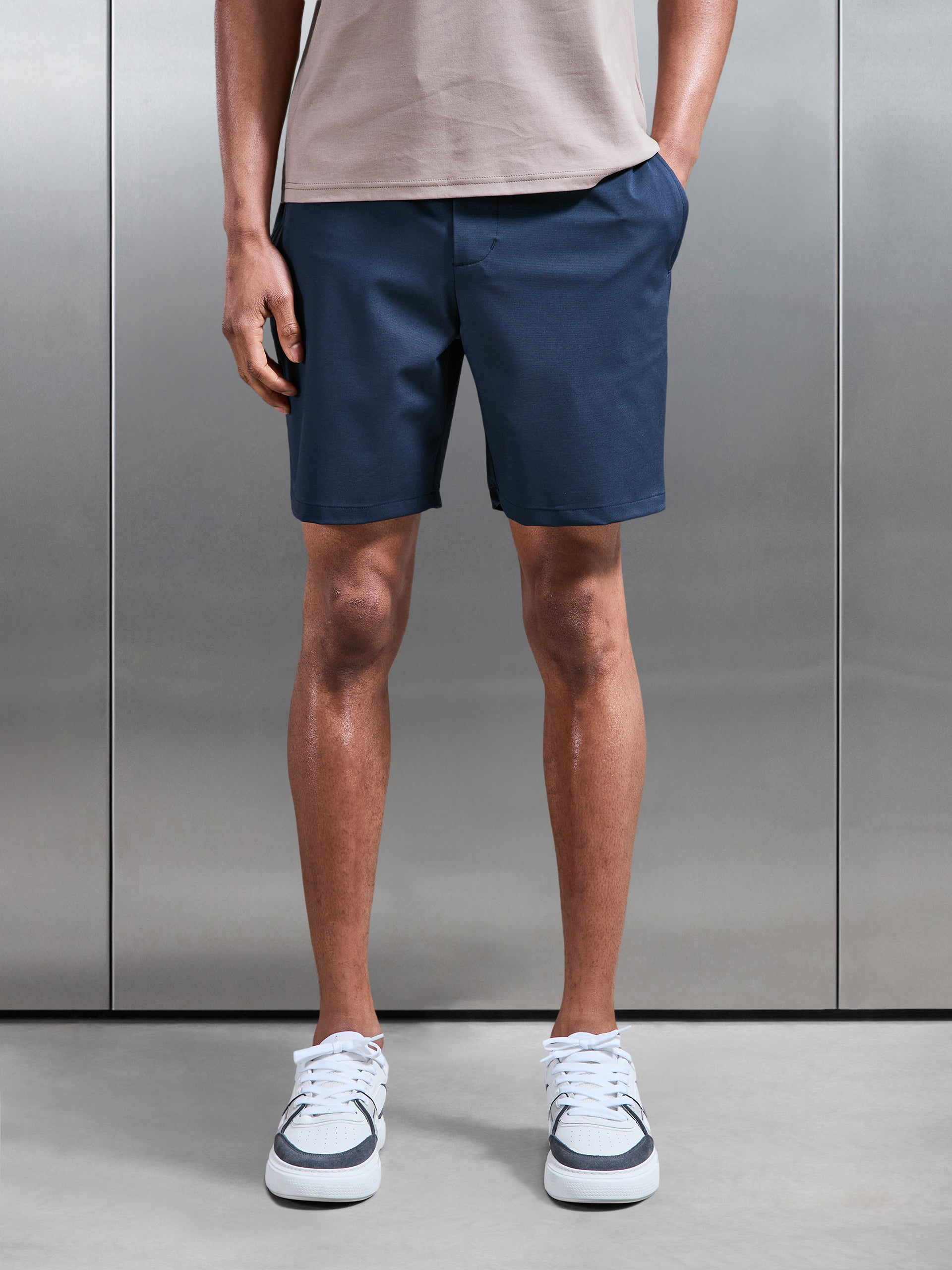 Crease Resistant Stretch Chino Short in Navy