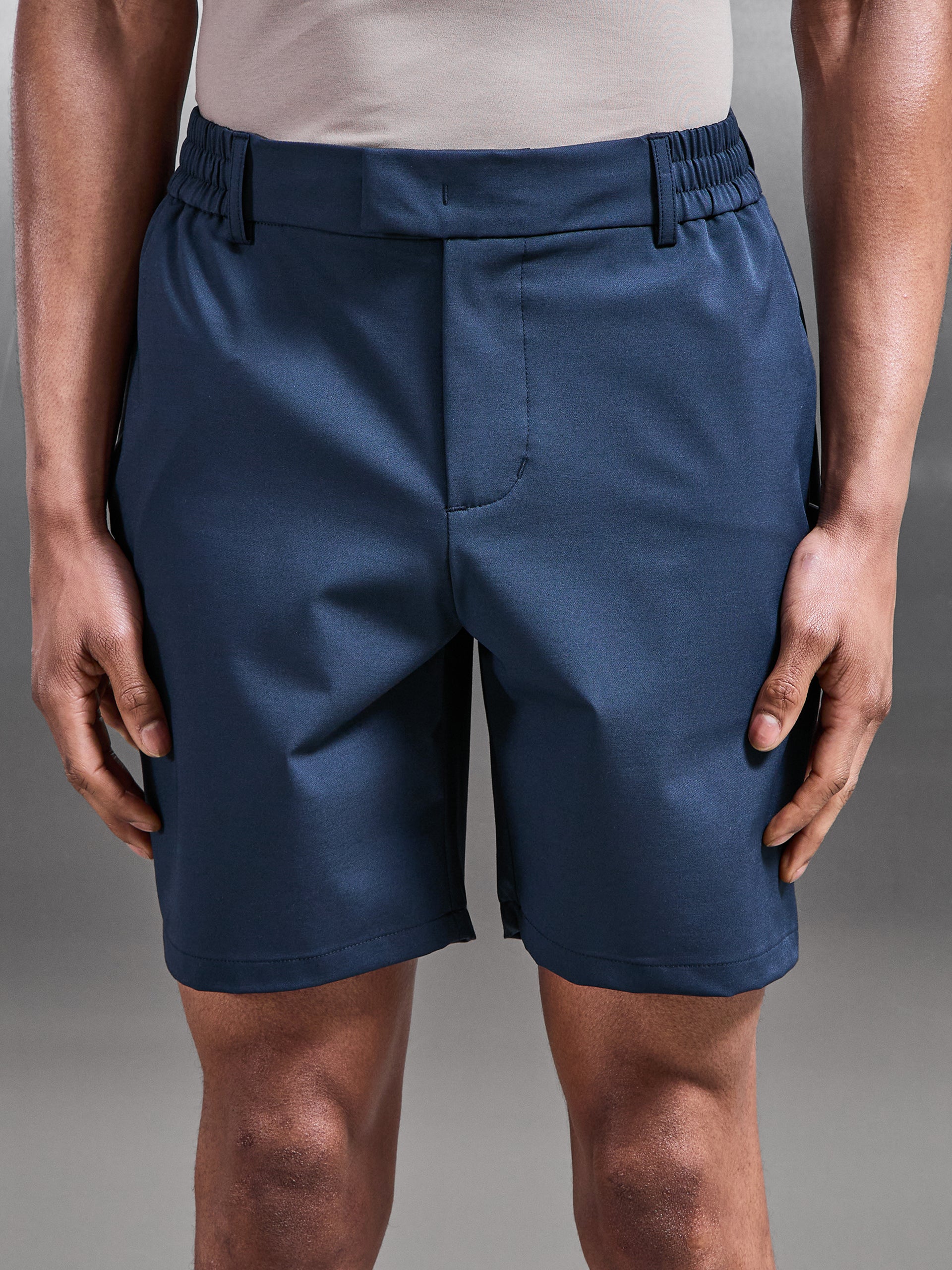 Crease Resistant Stretch Chino Short in Navy