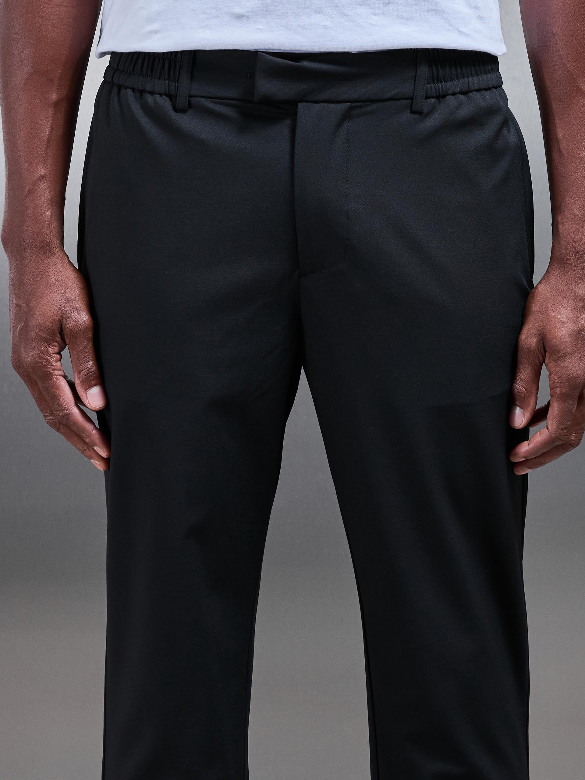 Crease Resistant Stretch Chino Trouser in Black