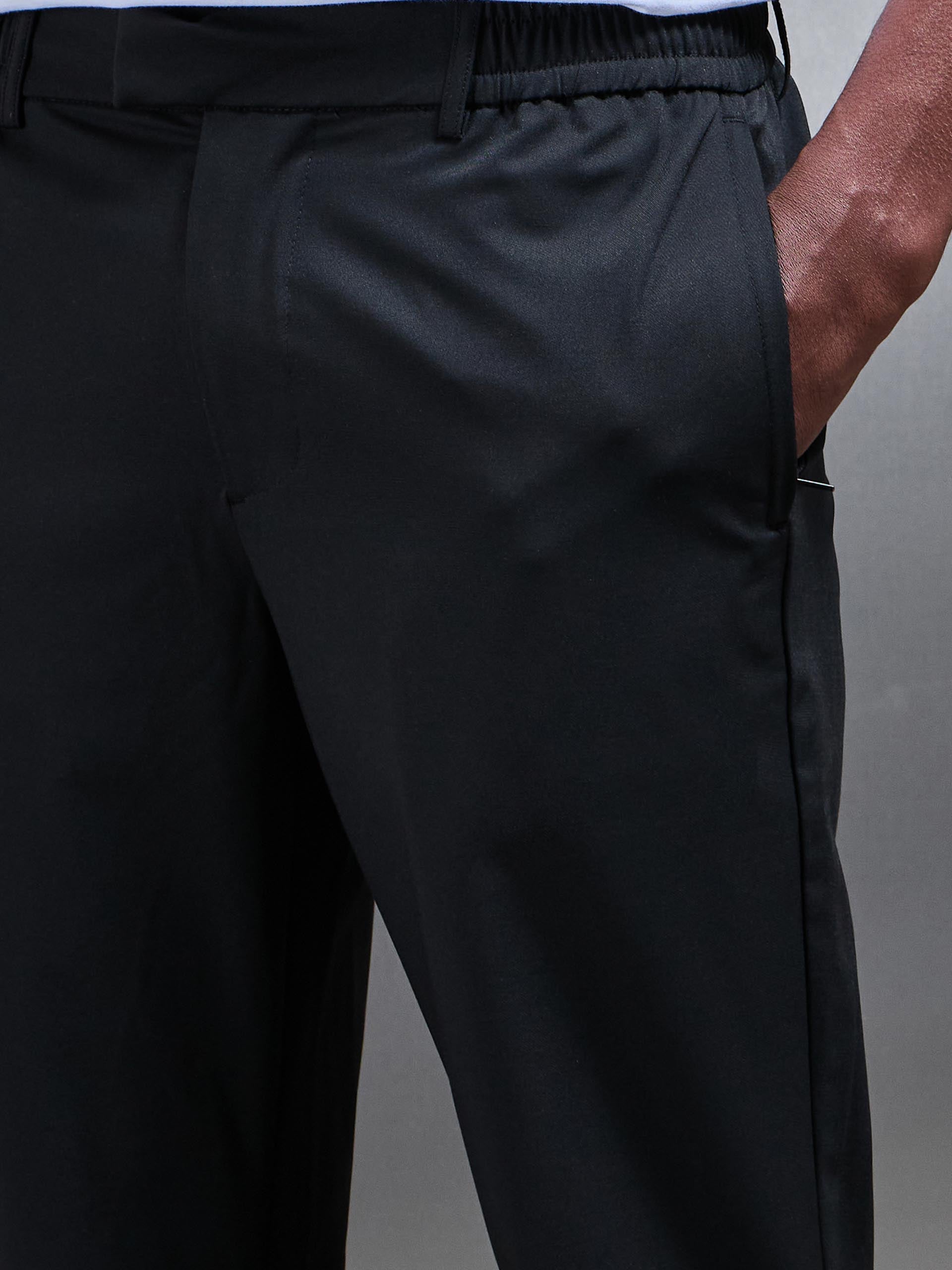 Crease Resistant Stretch Chino Trouser in Black
