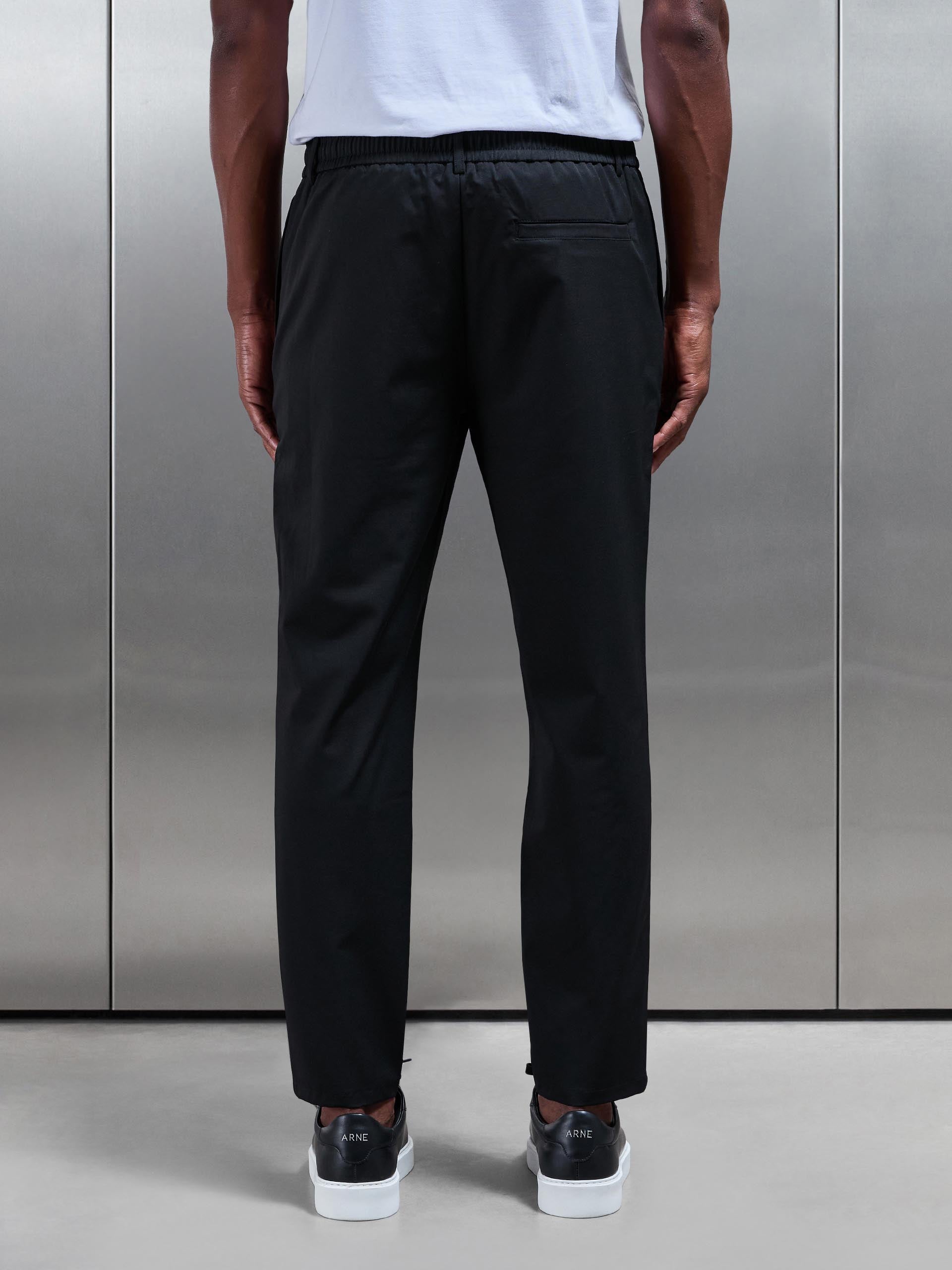 Crease Resistant Stretch Chino Trouser in Black