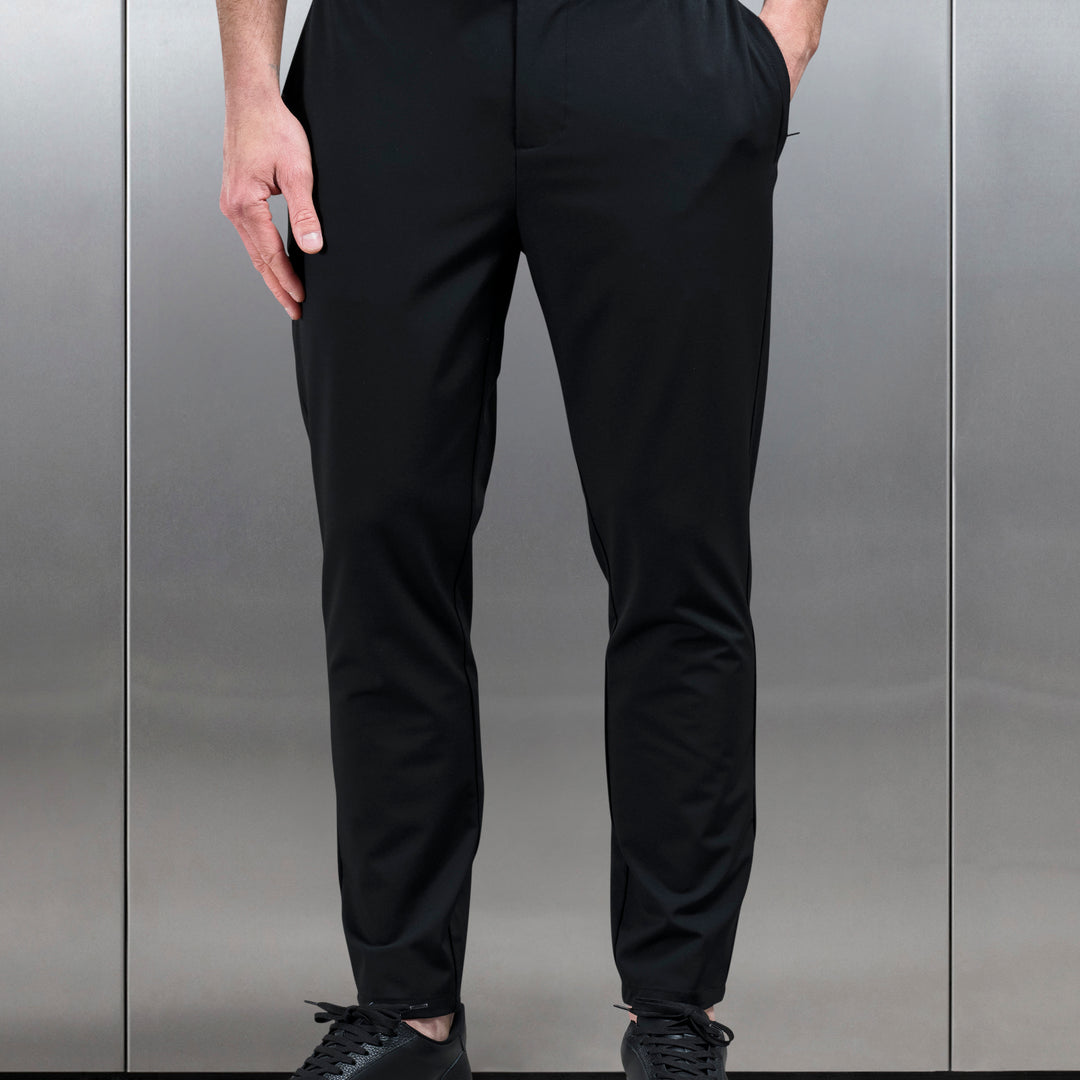 Crease Resistant Stretch Chino Trouser in Black