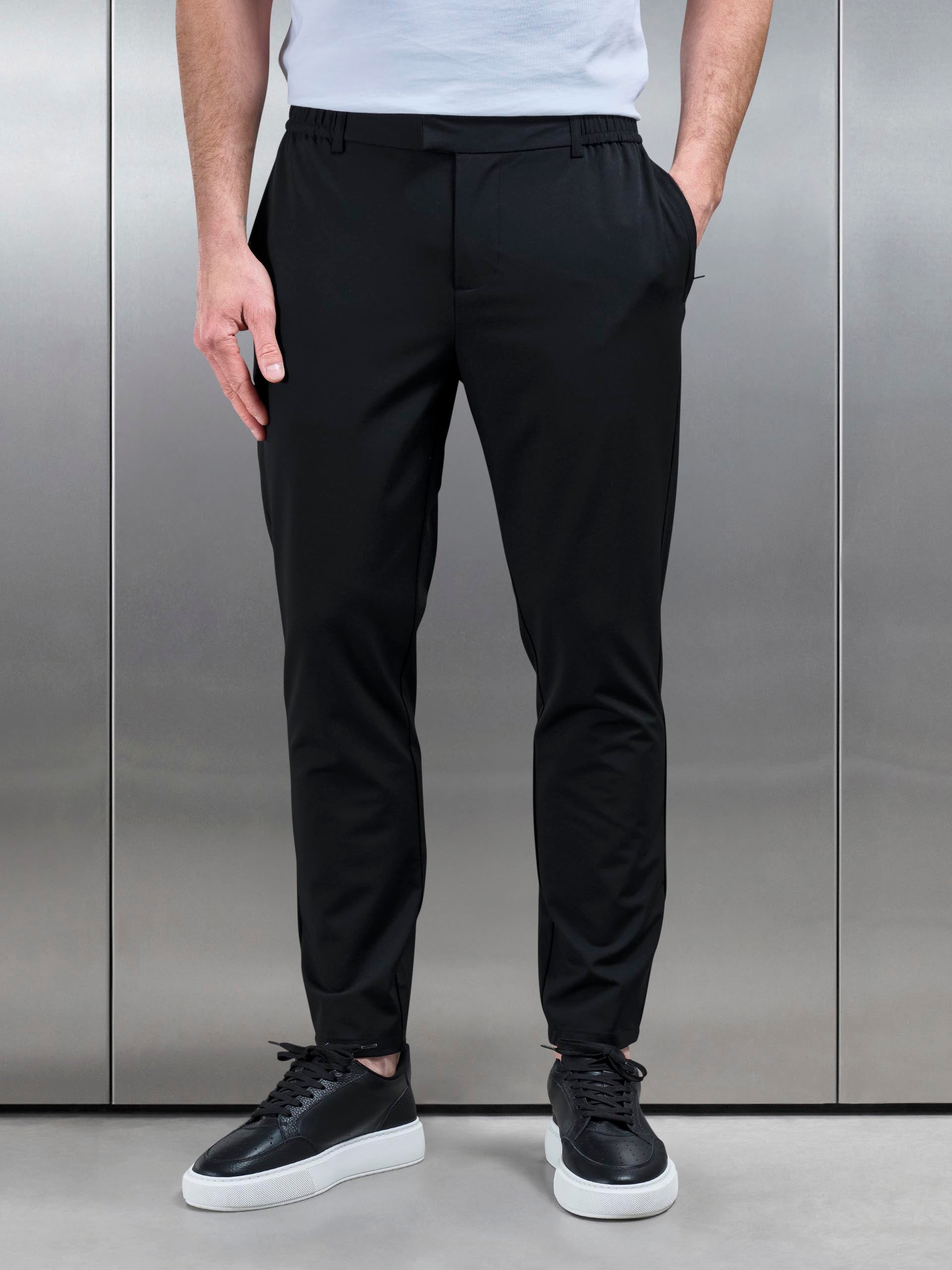 Crease Resistant Stretch Chino Trouser in Black