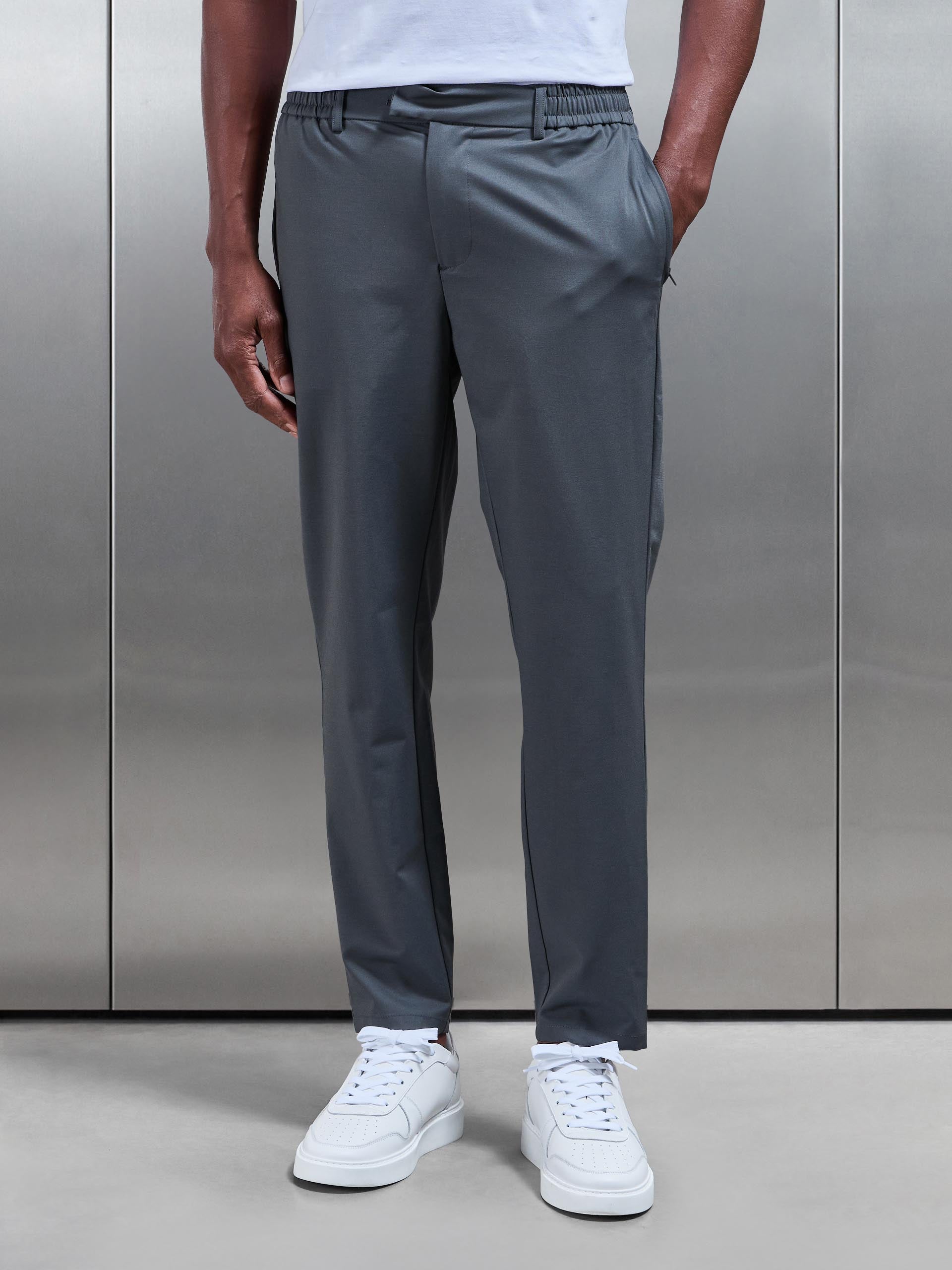 Crease Resistant Stretch Chino Trouser in Grey