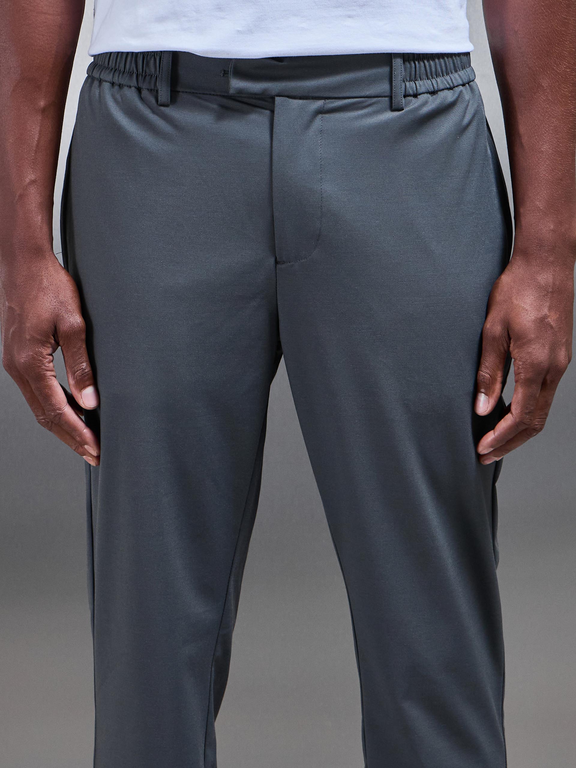 Crease Resistant Stretch Chino Trouser in Grey