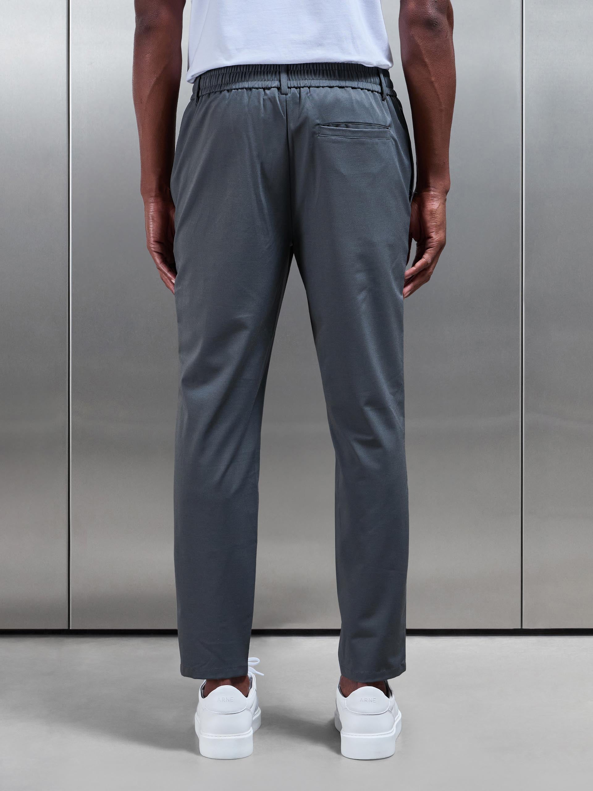 Crease Resistant Stretch Chino Trouser in Grey