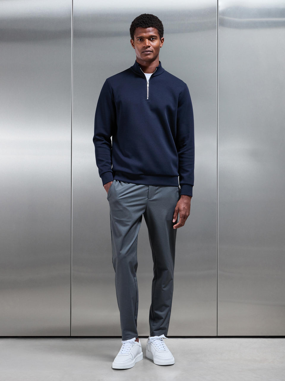 Crease Resistant Stretch Chino Trouser in Grey