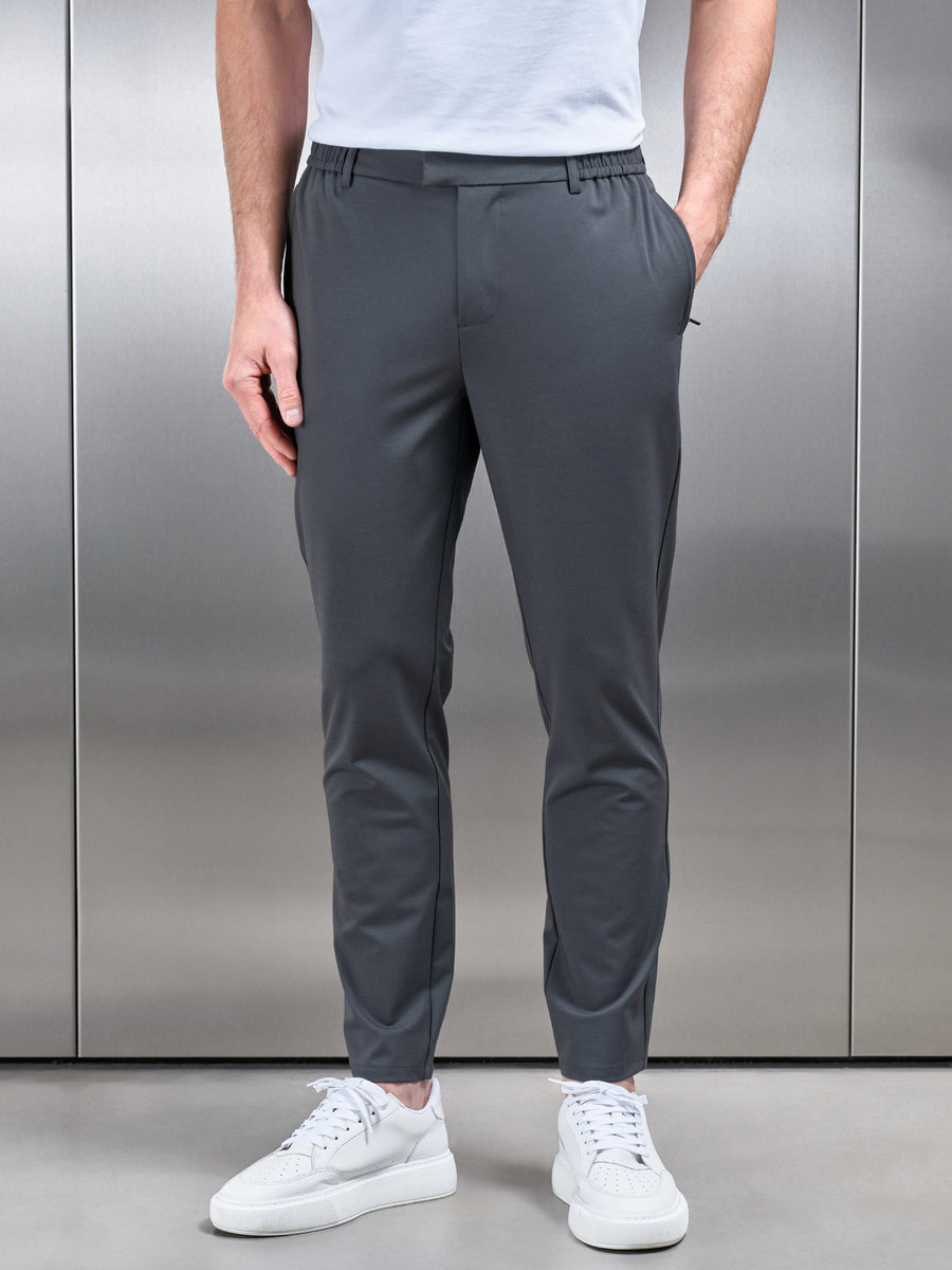 Crease Resistant Stretch Chino Trouser in Grey